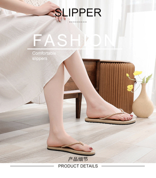 Jewelry WholesaleWholesale Ladies Flip-Flops Imitation Straw Flat Beach Sandals JDC-SD-JiaJ001 Sandal 嘉家 %variant_option1% %variant_option2% %variant_option3%  Factory Price JoyasDeChina Joyas De China