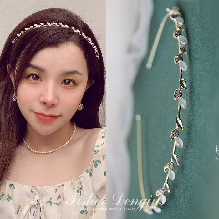 Wholesale Headband Pearl Rhinestone Opal Alloy JDC-HD-FSE001