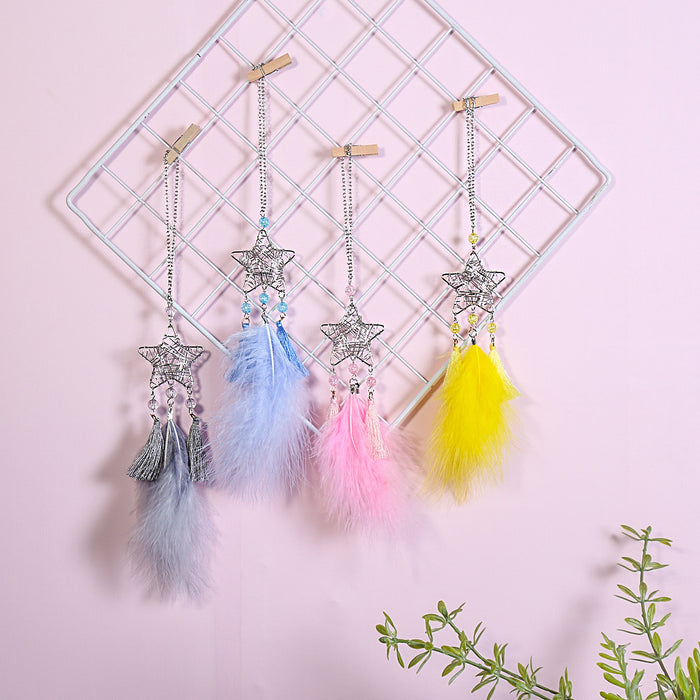 Wholesale Hand Winding Car Pendant Hollow Five Star Moon Dream Catcher  MOQ≥2 JDC-DC-BGM002