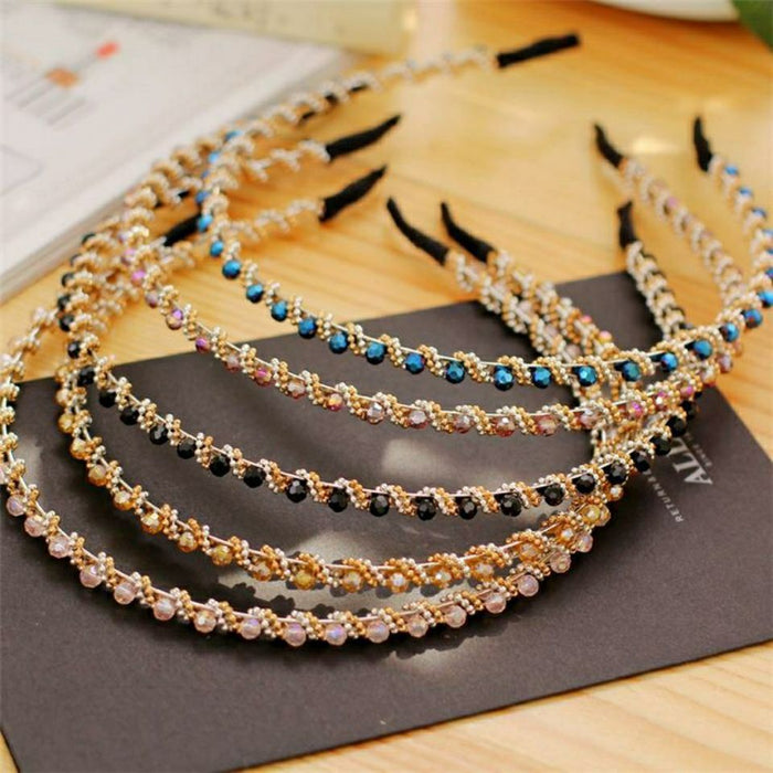 Wholesale Hand Winding Crystal Headband Wearing Bead Rhinestones JDC-HD-JunK002