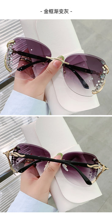 Wholesale rimless cut edge women UV protection diamond sunglasses JDC-SG-ZhanH005