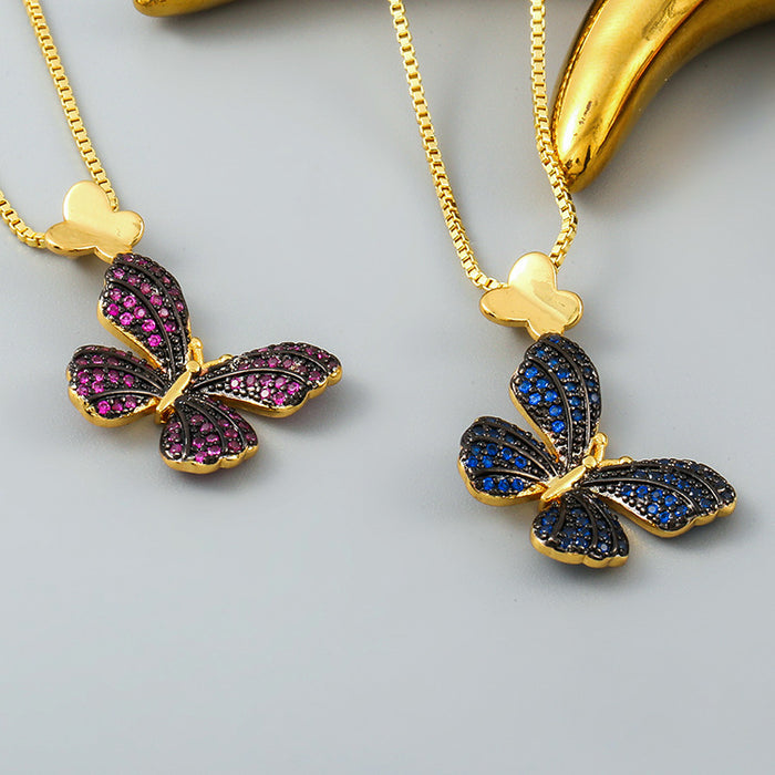 Jewelry WholesaleWholesale Gold Micro Inlaid Zircon Pendant European and American Style Butterfly Necklace JDC-NE-JingY003 Necklaces 循欧 %variant_option1% %variant_option2% %variant_option3%  Factory Price JoyasDeChina Joyas De China