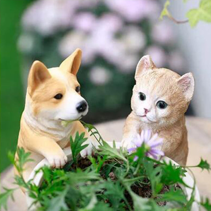 Wholesale Ornament Resin Crafts Cat Corgi Rabbit Hanging Basin Small Animals MOQ≥2 JDC-OS-HongYu003