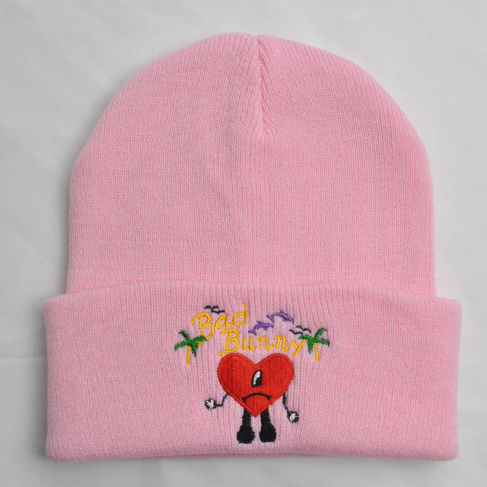 Wholesale Hat Acrylic Heart Embroidery Knitted Hat MOQ≥2 (F) JDC-FH-XRong004