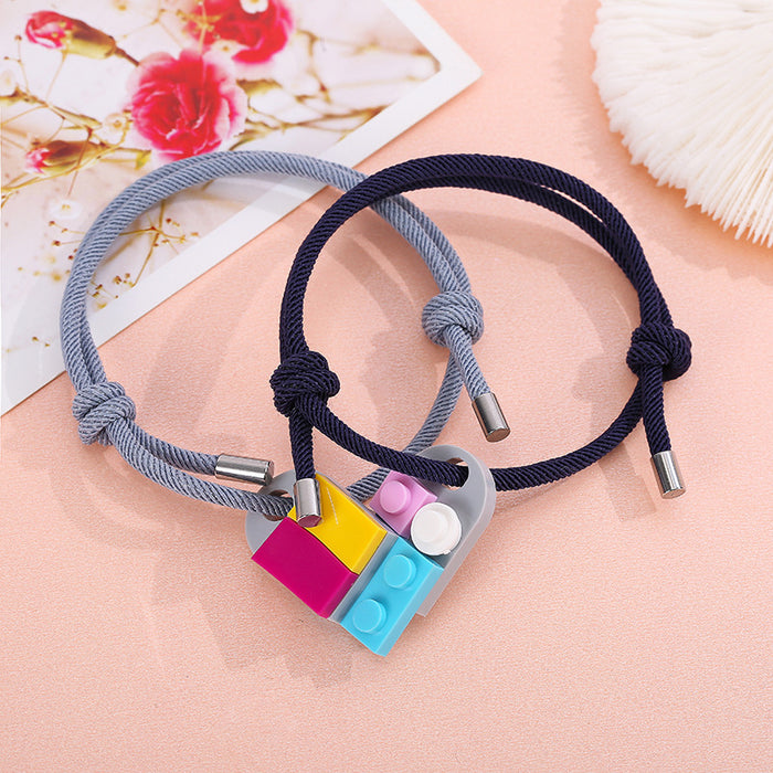 Wholesale Milanese Rope Building Blocks Assembled Love Couple Bracelet JDC-BT-ZiR013