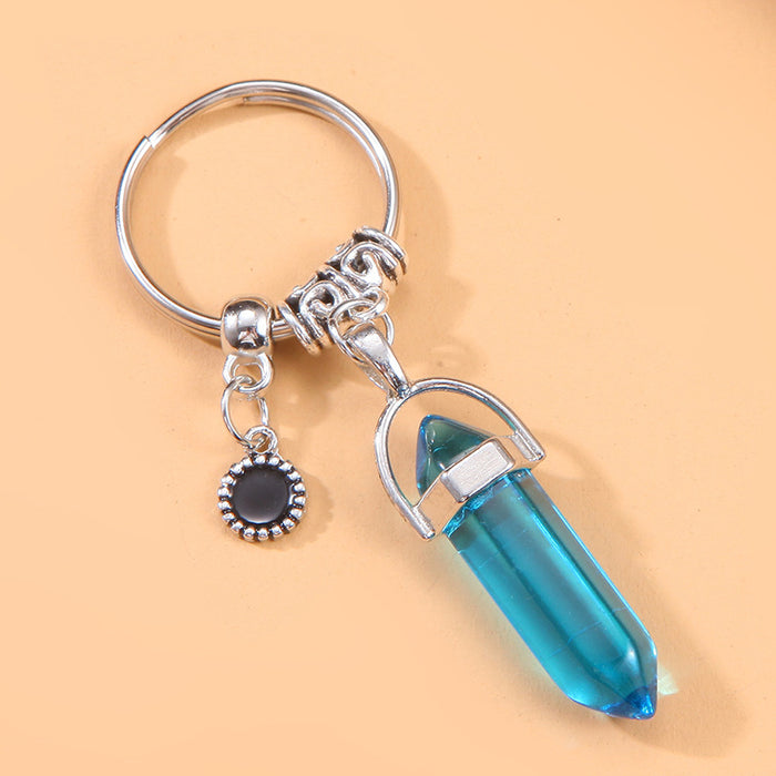 Wholesale Angel Crystal Hexagon Pillar Alloy Keychain JDC-KC-Cy002