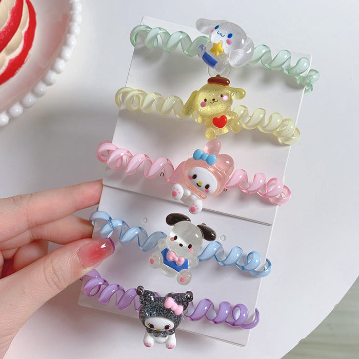 Wholesale Hair Scrunchies Plastic Phone Cord Cute Cartoon (M) JDC-HS-DILAN003