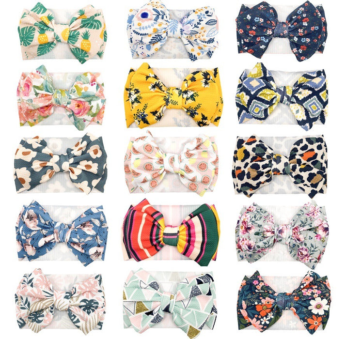 Wholesale Printed Big Bow Kids Hair Accessories Headband MOQ≥2 JDC-HD-KAXi001