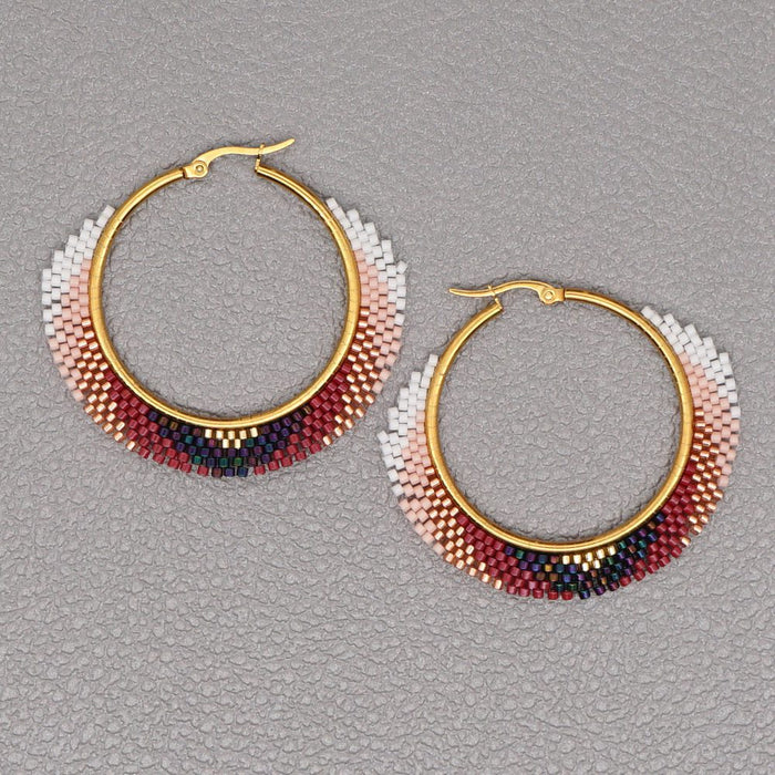 Wholesale Earrings Gold Beads Baroque Pearls Large Circle JDC-ES-PREMGBH002