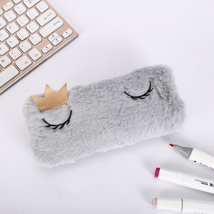 Wholesale Pen Bag Plush Cartoon Crown Pencil Storage Bag MOQ≥2 JDC-PC-FaMi002