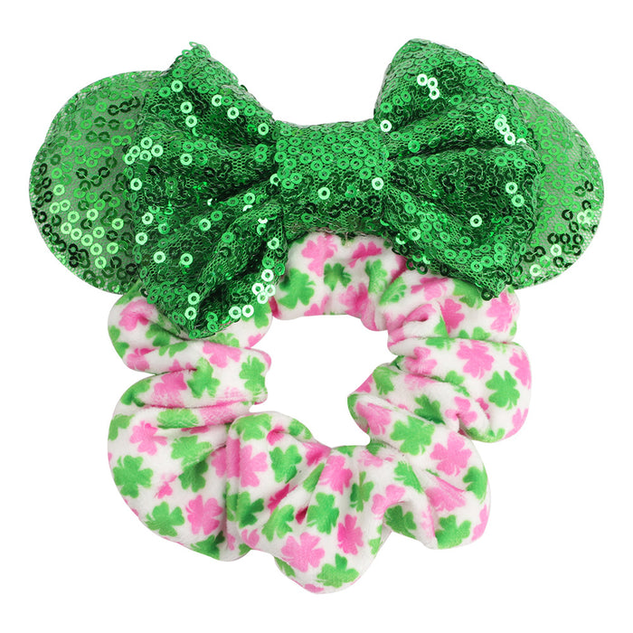 Wholesale cartoon large intestine hair ring bow hair accessories lucky clover （M）MOQ≥2 JDC-HS-Danzuo011