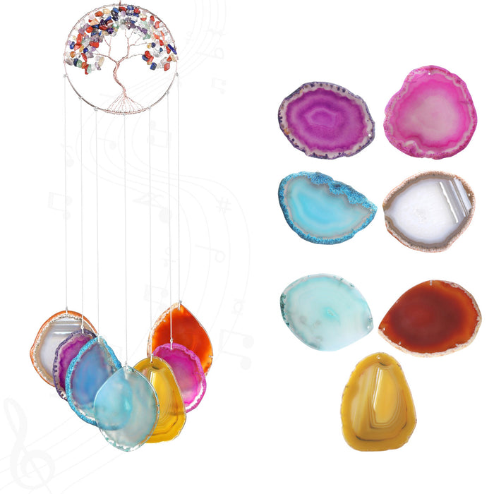 Wholesale Tree of Life Colored Agate Piece Wind Dreamcatcher Pendant JDC-DC-ALS001