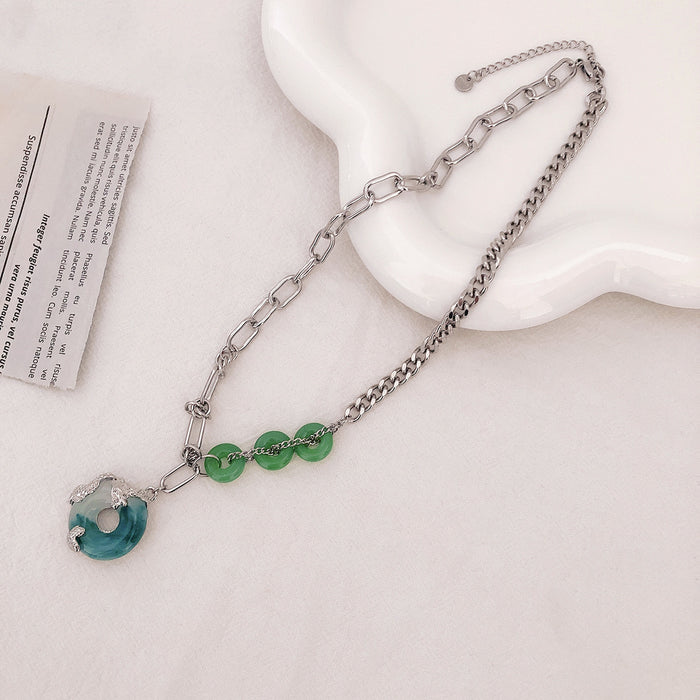 Wholesale necklace female ins niche design round jade tassel JDC-NE-NQ001