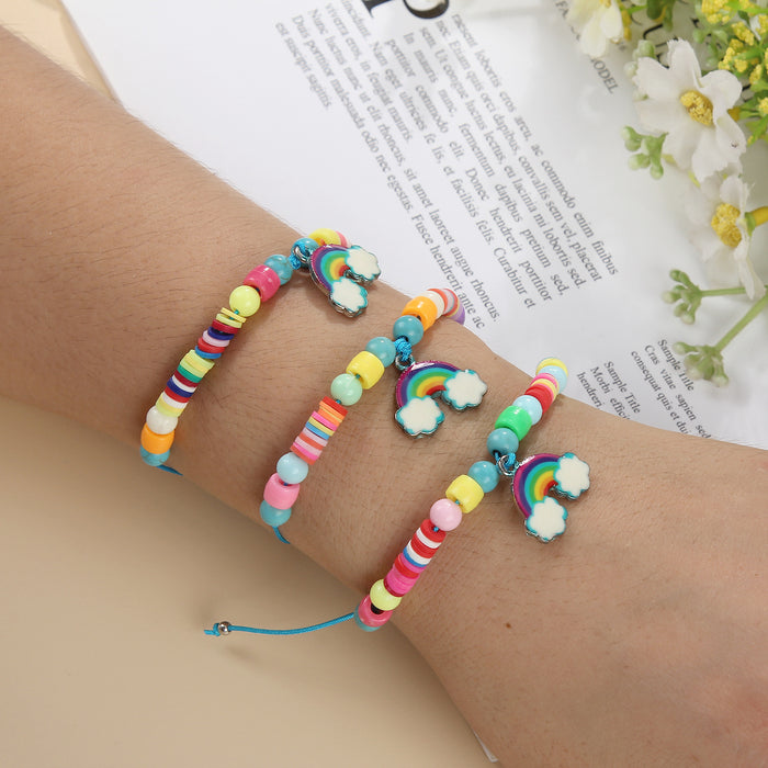 Wholesale Cartoon Kids Bracelet Crystal Soft Pottery Beaded Weaving JDC-BT-ZheQ025