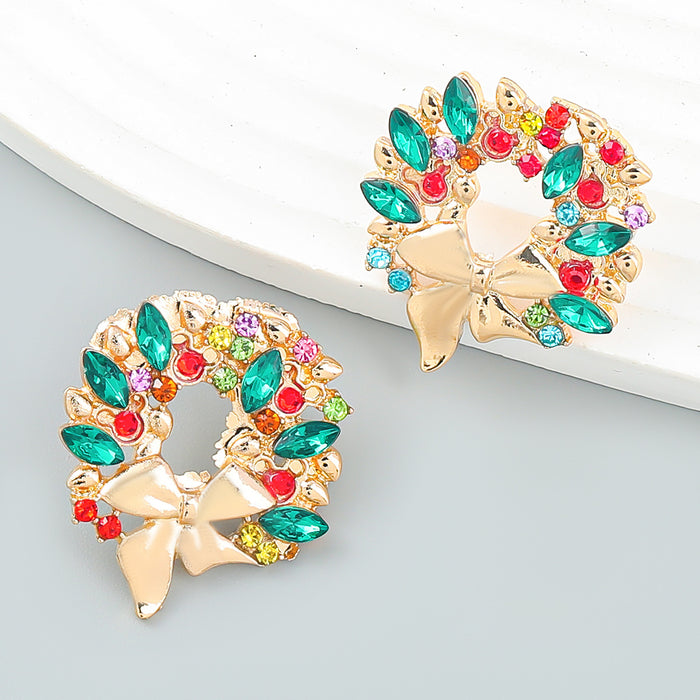 Wholesale Earrings Alloy Diamond Bow Wreath Earrings JDC-ES-JL1047