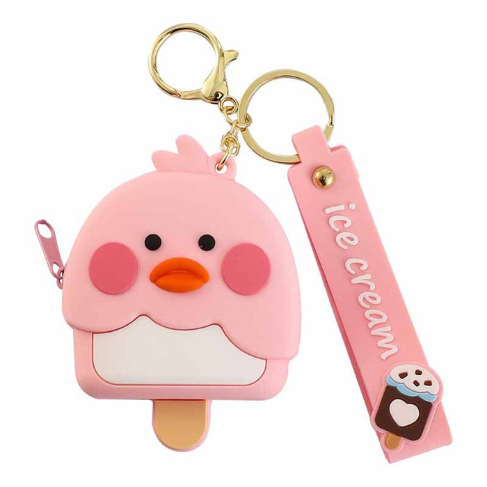 Wholesale keychain wallets Cartoon Epoxy Little Yellow Duck Coin Purse Keychain Pendant MOQ≥5 JDC-KC-XinJY002