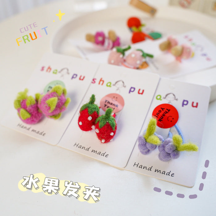 Wholesale Hair Scrunchies Fabric Wool Felt Fruit Children Cute MOQ≥2 JDC-HS-shapu001