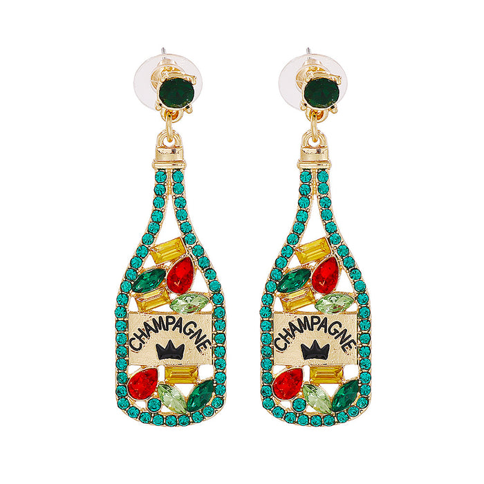 Wholesale Earrings Alloy Diamond Party Wine Bottle JDC-ES-JJ329