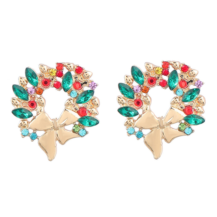 Wholesale Earrings Alloy Diamond Bow Wreath Earrings JDC-ES-JL1047