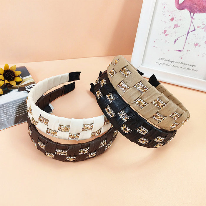 Wholesale Headband PU Leather Rhinestones JDC-HD-ChaoX006