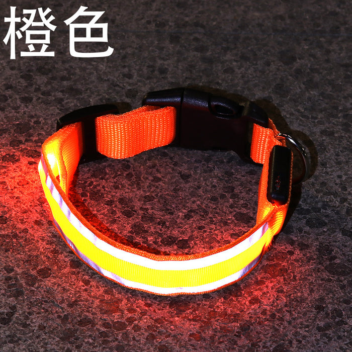 Wholesale Nylon Webbing LED Light Up Dog Collar JDC-FT-XuanD003