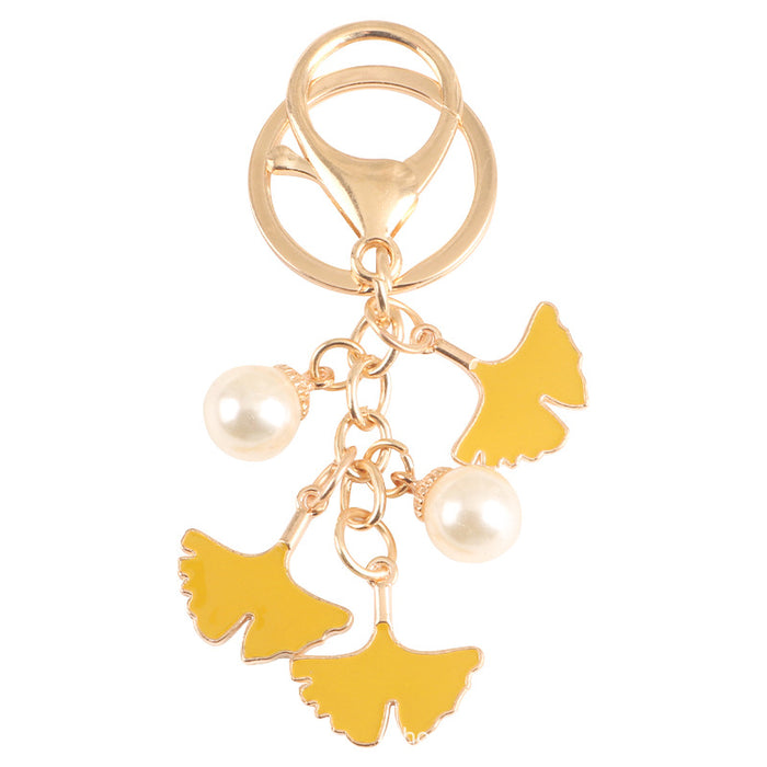 Wholesale Keychains Alloy Pearl Artificial Apricot Leaf JDC-KC-YiHan050