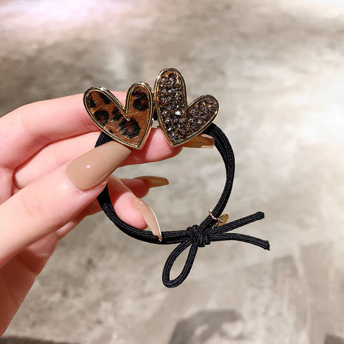 Jewelry WholesaleWholesale double love rhinestone hair rope MOQ≥2 JDC-HS-ShengL001 Hair Scrunchies 晟隆 %variant_option1% %variant_option2% %variant_option3%  Factory Price JoyasDeChina Joyas De China