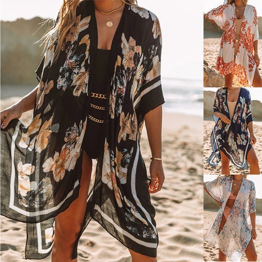 Jewelry WholesaleWholesale long section open chiffon printed beach cover up JDC-SW-ASJP001 Swimwear 艾尚嘉品 %variant_option1% %variant_option2% %variant_option3%  Factory Price JoyasDeChina Joyas De China