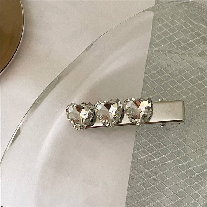 Wholesale Hair Clips Metal Heart Rhinestone Silver JDC-HC-JingX002