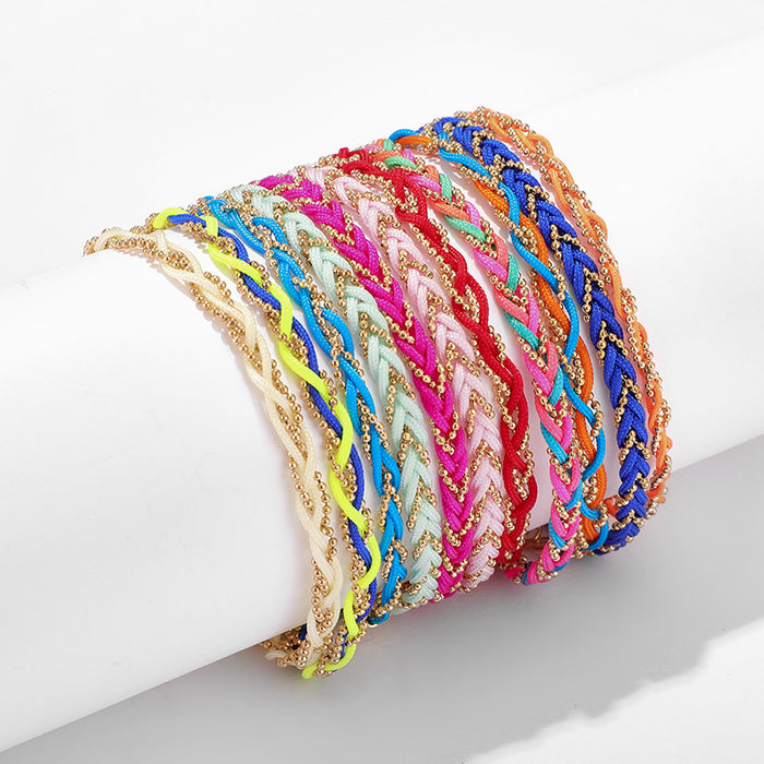 Wholesale Ethnic Wind Braided Twist Color Cord Anklets Single MOQ≥2 JDC-AS-MoM001