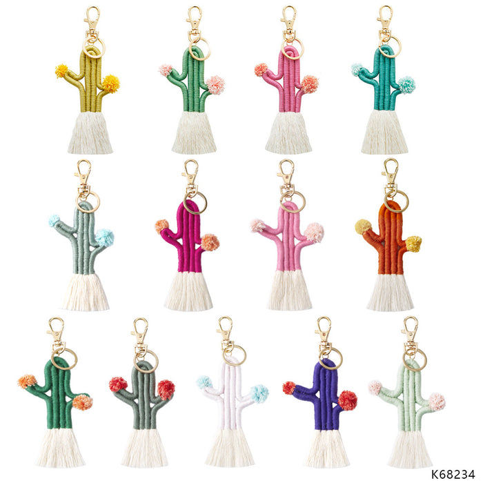 Jewelry WholesaleWholesale hand woven Bohemian cactus keychain MOQ≥2 JDC-KC-JM008 Keychains 杰米 %variant_option1% %variant_option2% %variant_option3%  Factory Price JoyasDeChina Joyas De China