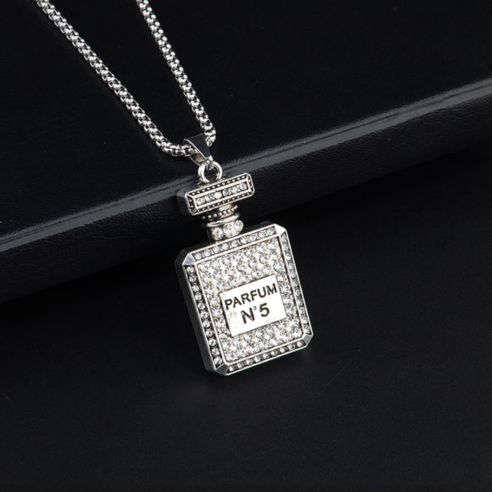 Jewelry WholesaleWholesale Hip Hop Rhinestone Perfume Bottle Stainless Steel Necklace(F)  JDC-NE-MLQ015 Necklaces 米朗奇 %variant_option1% %variant_option2% %variant_option3%  Factory Price JoyasDeChina Joyas De China