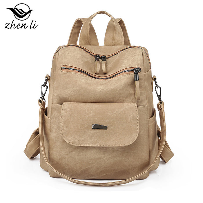 Wholesale Backpacks PU Solid Color Large Capacity JDC-BP-ZLD005