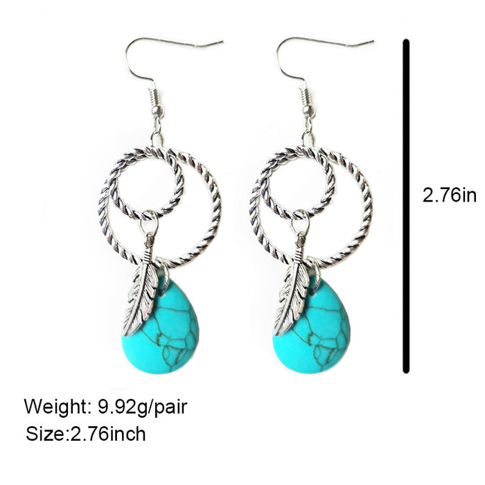 Wholesale Earrings Alloy Vintage Bohemian Turquoise 2 Pairs JDC-ES-HeYi091