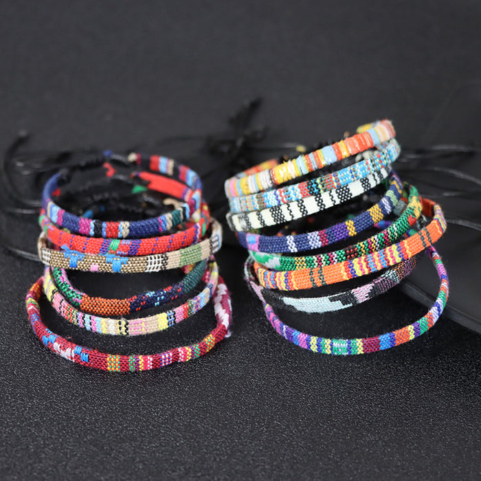 Wholesale Boho Men's Cotton Linen Hand Knit Bracelet JDC-BT-YinY017