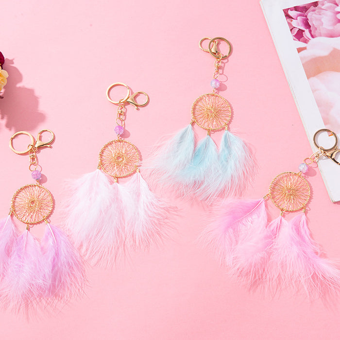 Jewelry WholesaleWholesale Feather Metal DreamCatcher Keychain JDC-KC-WZT001 Keychains 吴作堂 %variant_option1% %variant_option2% %variant_option3%  Factory Price JoyasDeChina Joyas De China