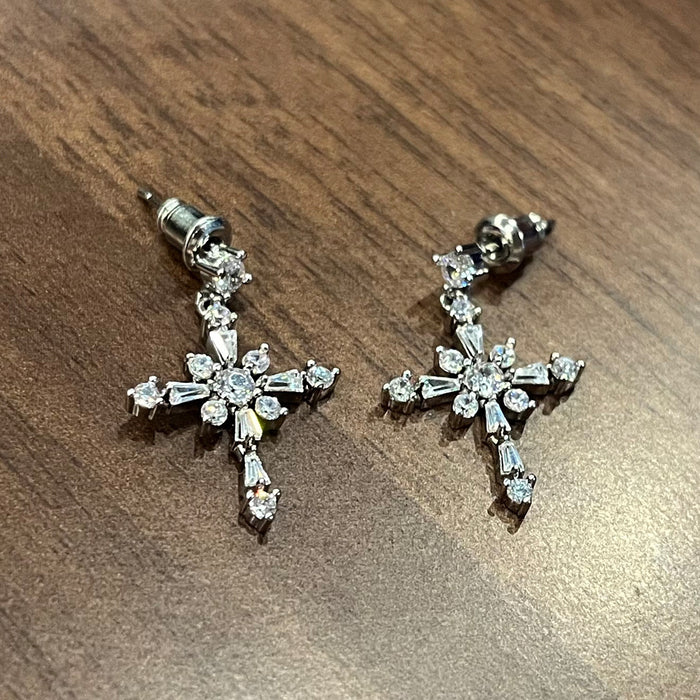 Wholesale Earrings Copper Zircon Cross MOQ≥2 JDC-PREMCAOS-ES-018