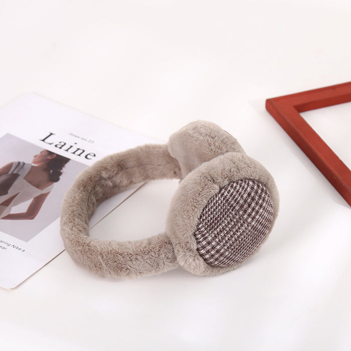 Wholesale Earmuffs Plush Winter Checkerboard Folding Warmth JDC-EF-YCheng001