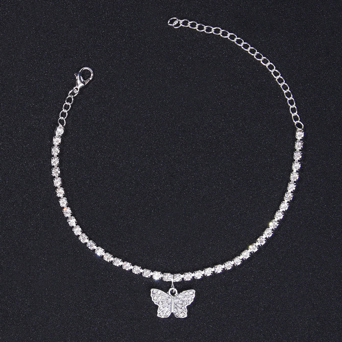 Jewelry WholesaleWholesale Coconut Tree Butterfly Rhinestone Anklet JDC-AS-XinS017 Anklet 宋谦 %variant_option1% %variant_option2% %variant_option3%  Factory Price JoyasDeChina Joyas De China