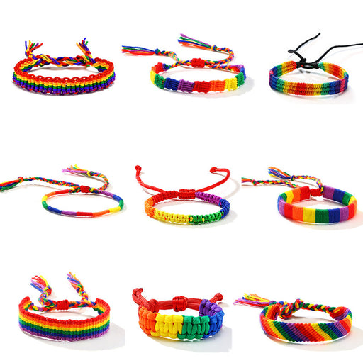 Jewelry WholesaleWholesale Rainbow Hand Braided Bracelet Knotted Bracelet Gay Colored Rope Braided Adjustable JDC-BT-QuanS001 Bracelet 泉溪水 %variant_option1% %variant_option2% %variant_option3%  Factory Price JoyasDeChina Joyas De China