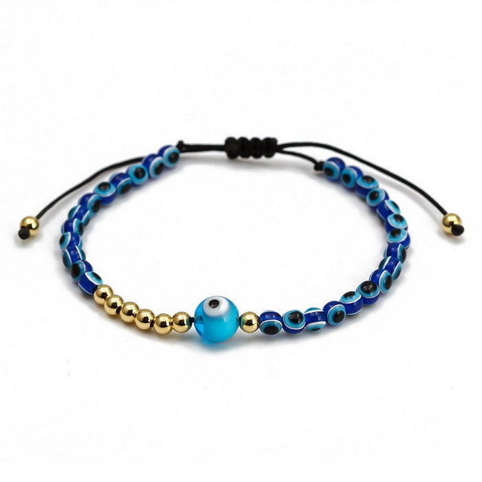 Wholesale Blue Eyes Copper Bead Braided Adjustable Bracelet JDC-BT-YingH013