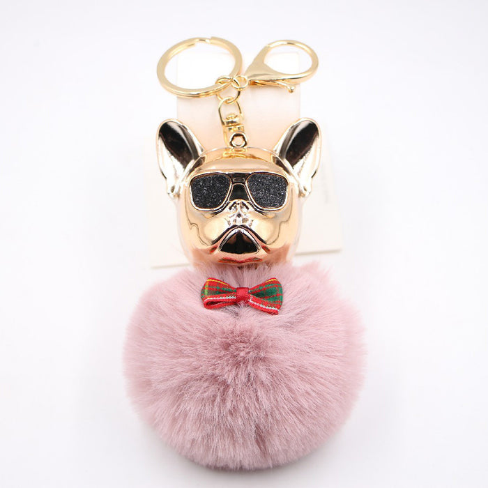 Jewelry WholesaleWholesale French Bulldog Alloy Faux Hair PVC Hairball Pom Pom  Keychain JDC-KC-Zuge017 Keychains 祖格 %variant_option1% %variant_option2% %variant_option3%  Factory Price JoyasDeChina Joyas De China