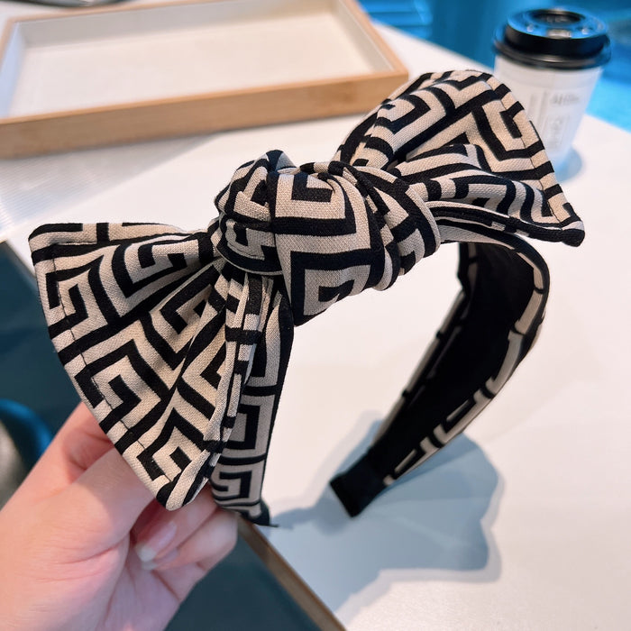 Wholesale three-dimensional square large concave shape bow headband JDC-HD-HuaJ005