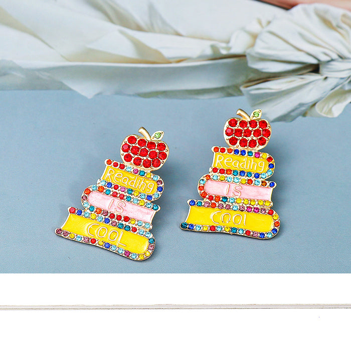 Wholesale Earrings Alloy Enamel Diamond Colored JDC-ES-JJ331