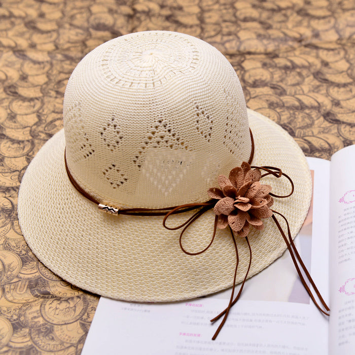 Jewelry WholesaleWholesale Summer Ladies Outdoor Shade Flower Straw Hat Chemical Fiber Beach Hat MOQ≥2 JDC-FH-FeiM001 Fashionhat 飞梦 %variant_option1% %variant_option2% %variant_option3%  Factory Price JoyasDeChina Joyas De China