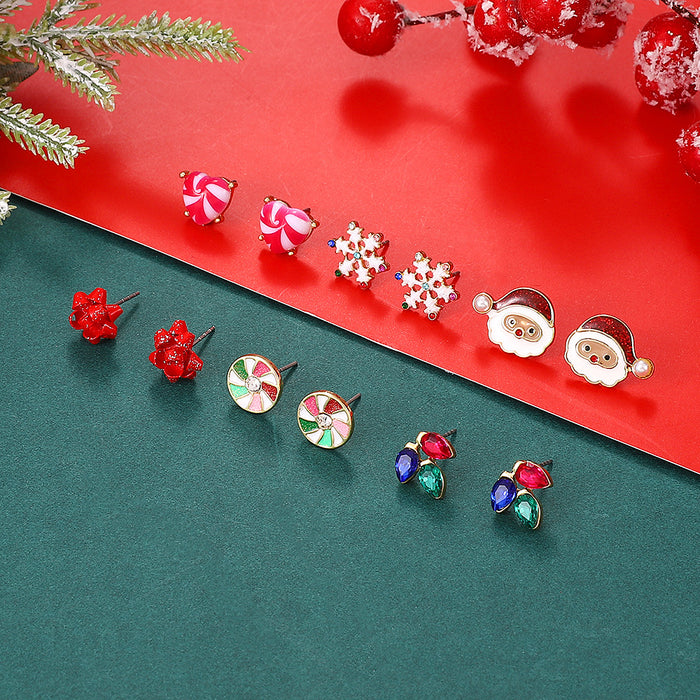 Wholesale Earring Alloy Christmas Snowflake Elk 6 Piece Set JDC-ES-D652