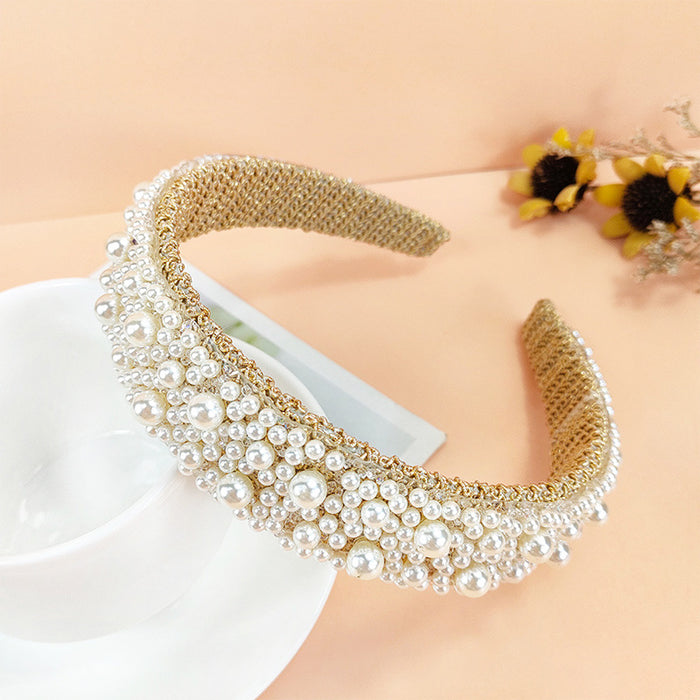 Wholesale Headband Faux Pearl Glass Diamond JDC-HD-ChaoX004