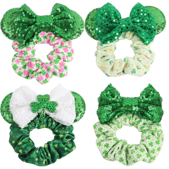 Wholesale cartoon large intestine hair ring bow hair accessories lucky clover （M）MOQ≥2 JDC-HS-Danzuo011