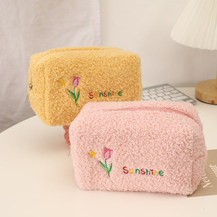 Wholesale Pencil Bags Plush Tulip Cute Large Capacity MOQ≥2 JDC-PB-YUNKE005