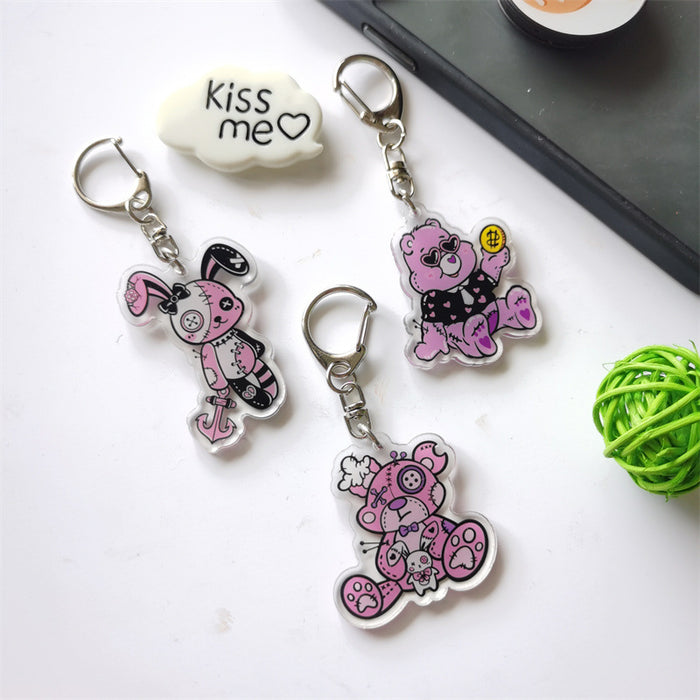 Wholesale Keychains For Backpacks Rainbow Bear Keychain Acrylic Decorative Cute Carebears Keychain MOQ≥2 JDC-KC-FPai005